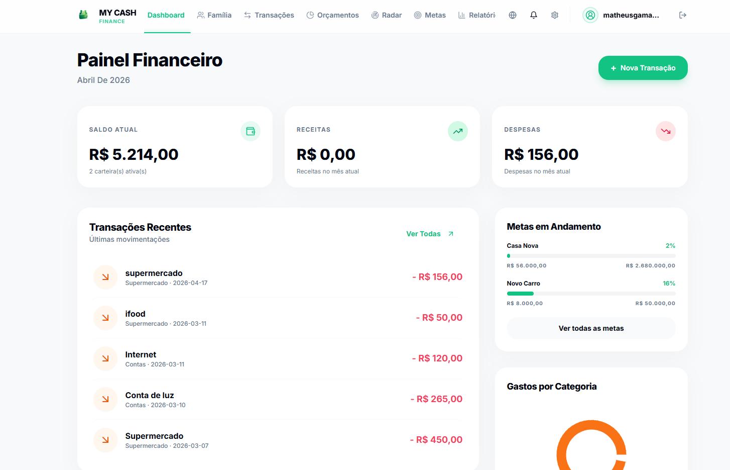 My Cash Finance — MicroSaaS construído no MSA